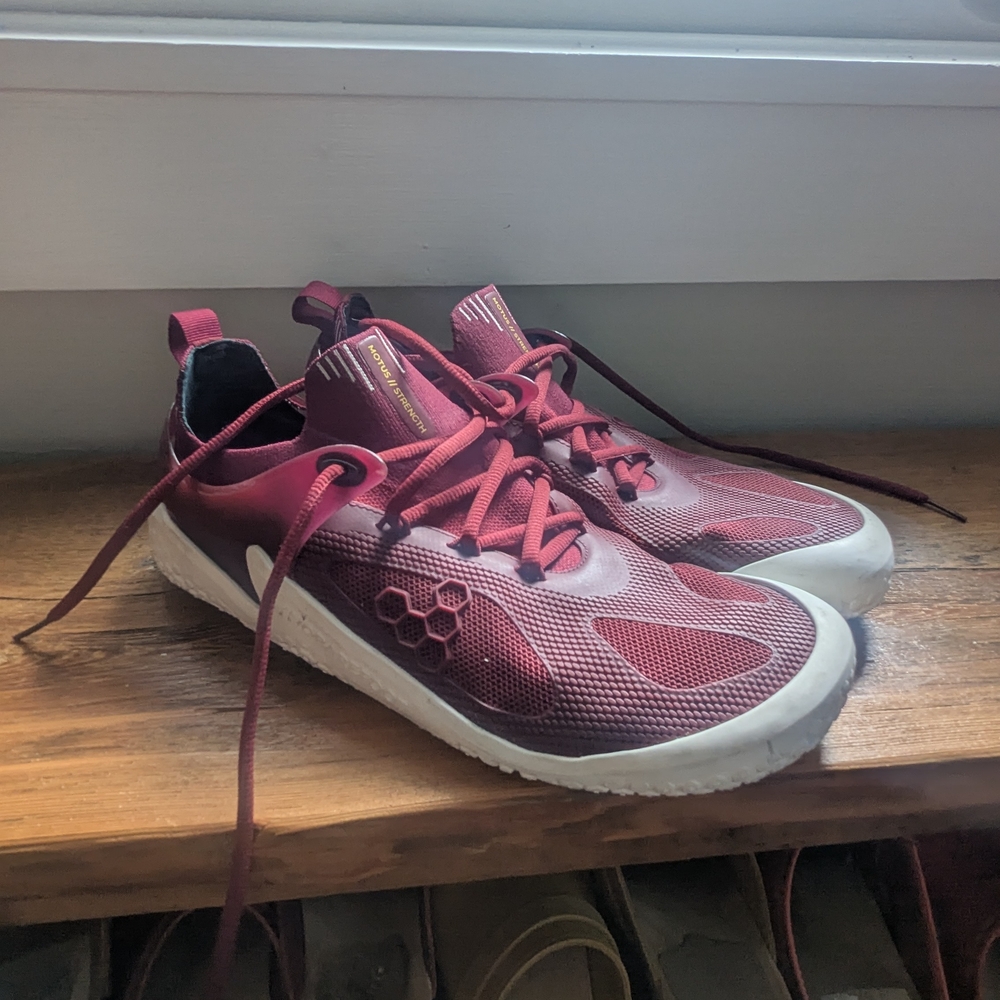 Vivo Barefoot Maroon and White Athletic Shoes